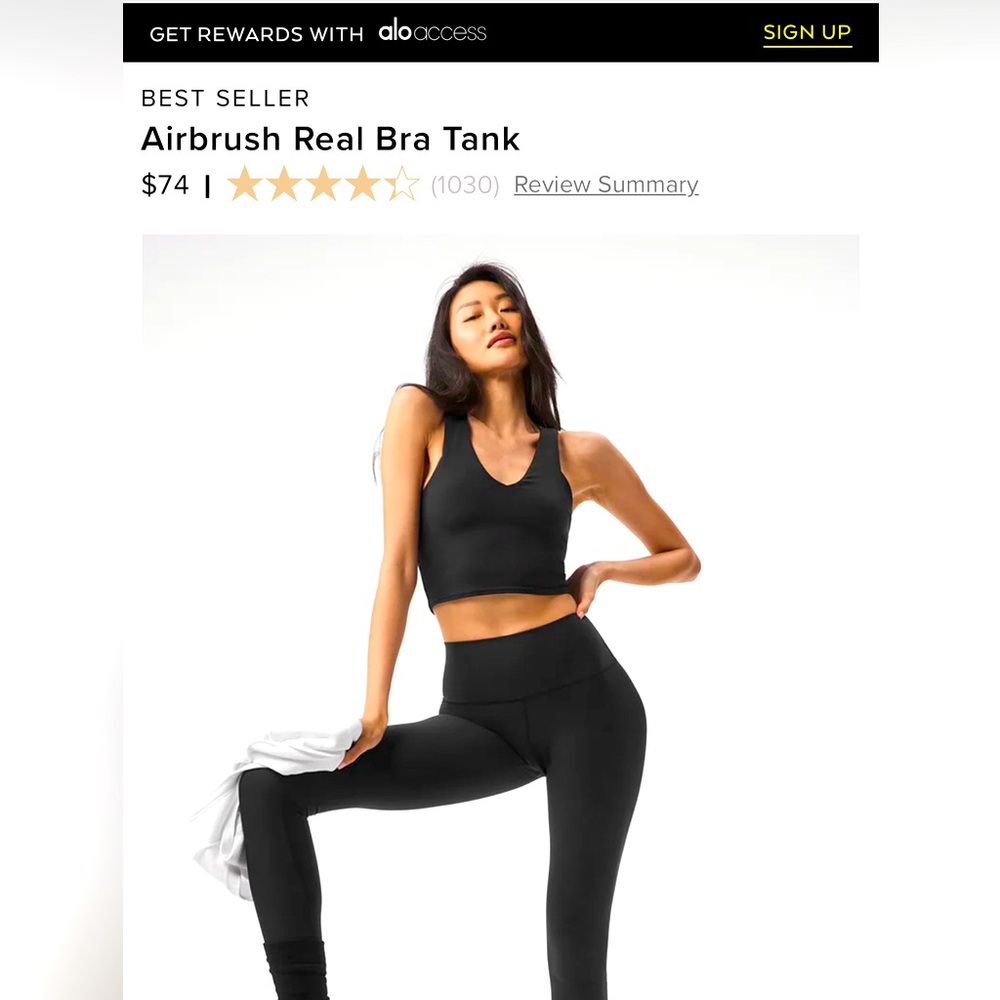 ALO YOGA AIRBRUSH REAL BRA TANK - large